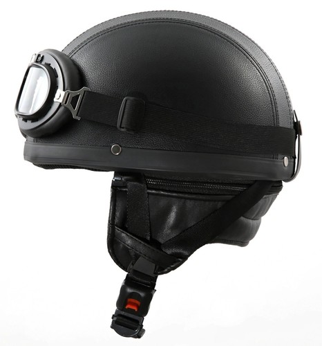 H110 kunstleder retro helm - h110,