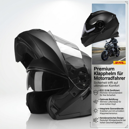 Schwarz rollerhelm klapphelm - schwarz,