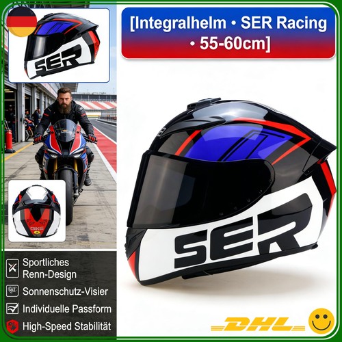 Blau weiß motorradhelm - blau,