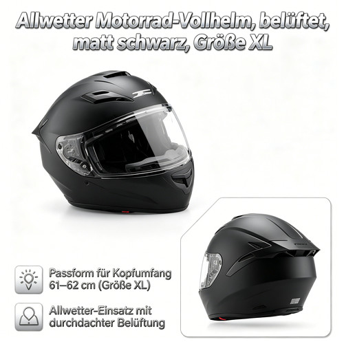 Matt schwarz klapphelm - schwarz,